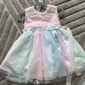Jona Michelle Pastel Pink and Blue Kids Formal Dress